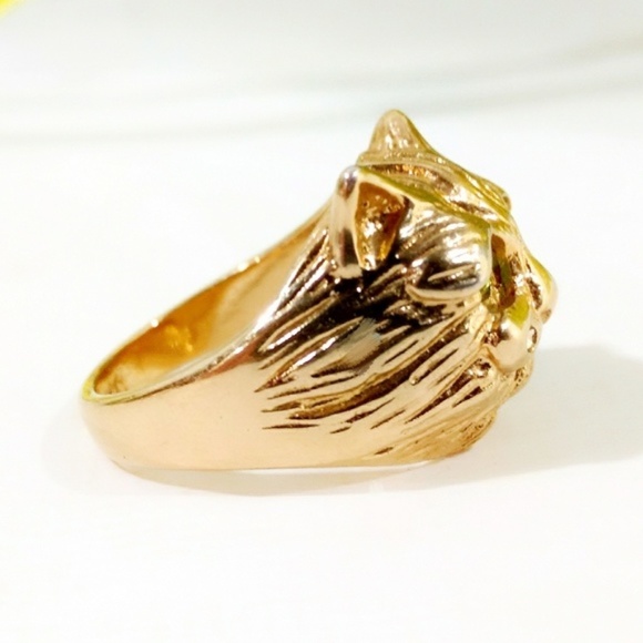 Vintage 18kt Cat Ring w/Emerald Eyes - Picture 2 of 5